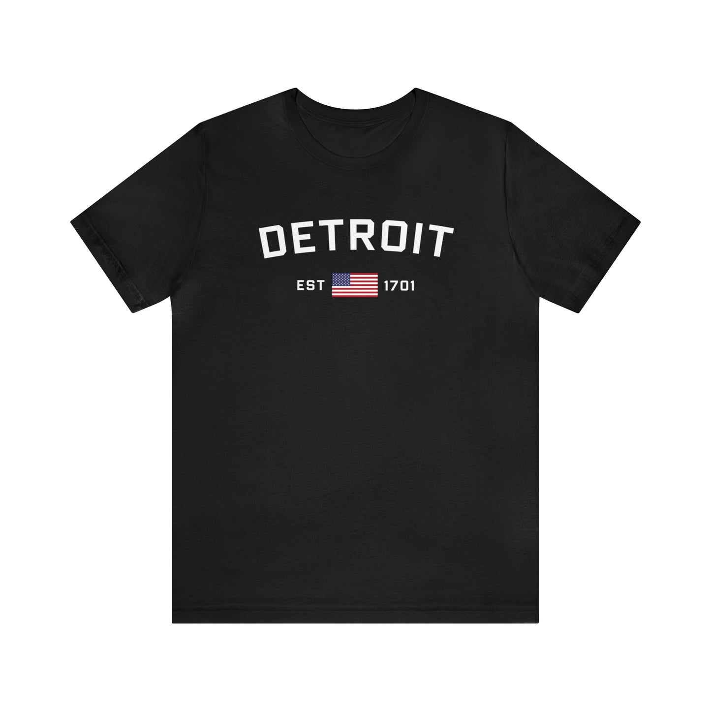 'Detroit EST 1701' T-Shirt (w/ USA Flag Outline) | Unisex Standard Fit