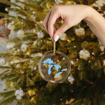 Great Lakes Christmas Ornament | Clear Glass - DTW Blue