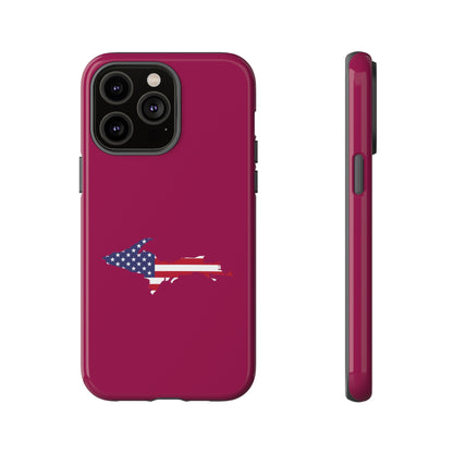 Michigan Upper Peninsula Tough Phone Case (Ruby Red w/ UP USA Flag Outline) | Apple iPhone