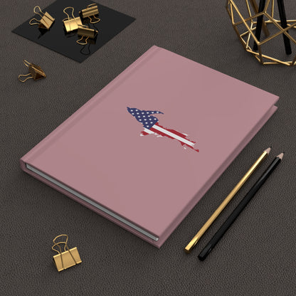 Michigan Upper Peninsula Hardcover Journal (w/ UP USA Flag) | Ruled - Cherry Blossom Pink