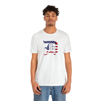 Detroit 'Old English D' T-Shirt (Patriotic Edition) | Unisex Standard