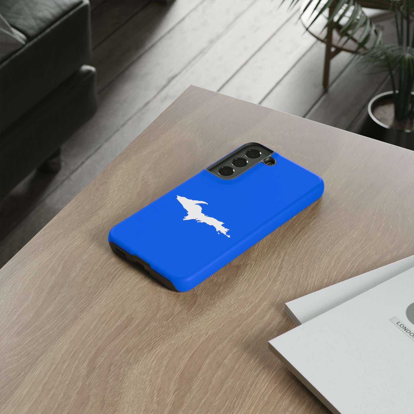 Michigan Upper Peninsula Tough Phone Case (Motor Town Blue w/ UP Outline) | Samsung & Pixel Android