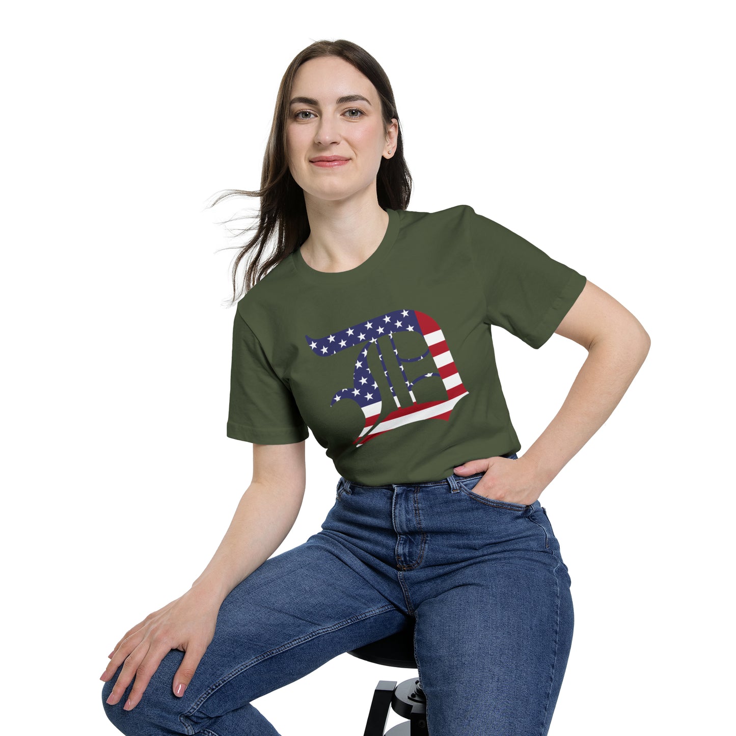 Detroit 'Old English D' T-Shirt (Patriotic Edition) | Made in USA