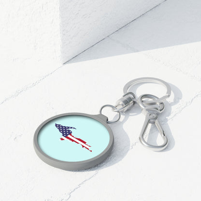 Michigan Upper Peninsula Keyring (w/ UP USA Flag) | Cyan