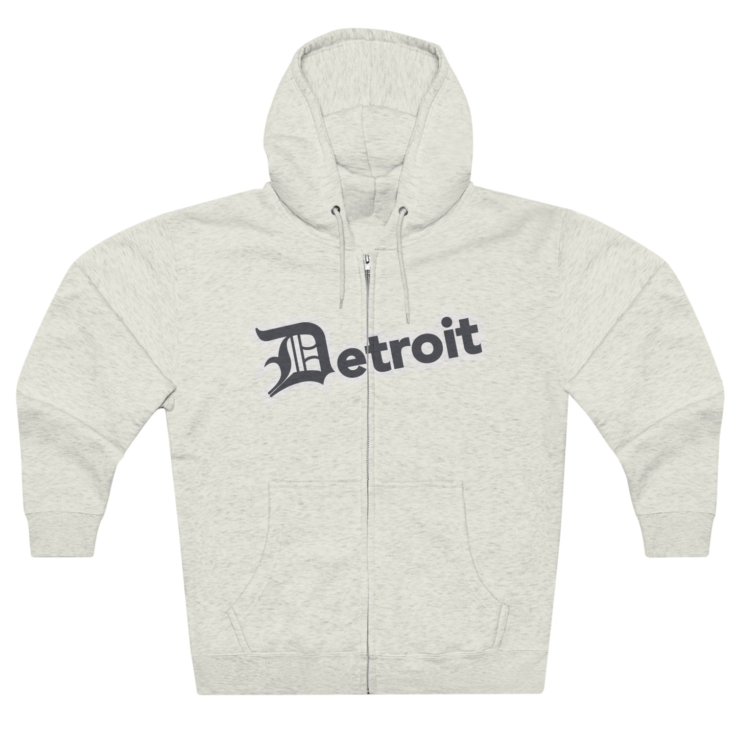 'Detroit' Hoodie (Iron Ore Grey w/ Old English 'D') | Unisex Full Zip