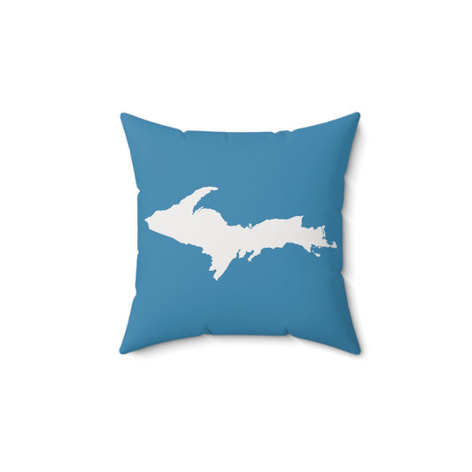 Michigan Upper Peninsula Accent Pillow (w/ UP Outline) | Lake Michigan Blue