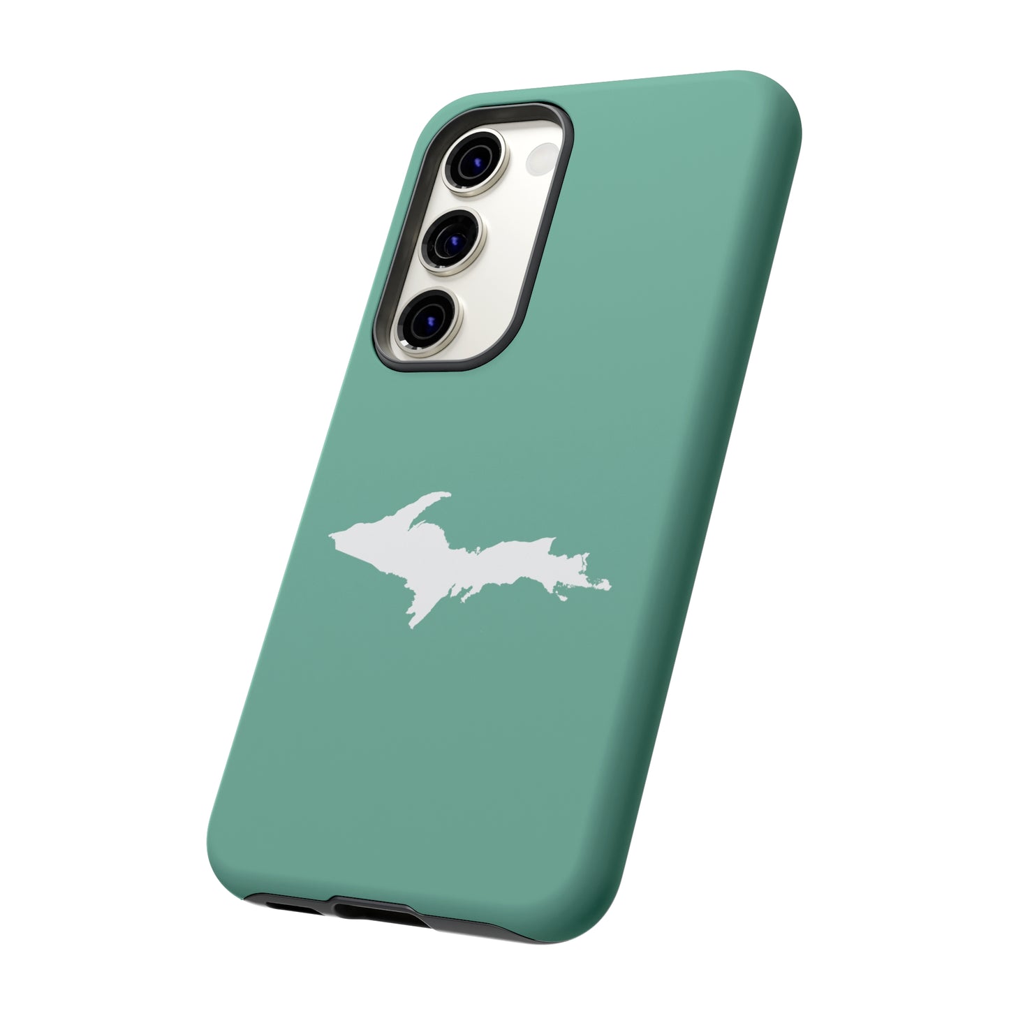 Michigan Upper Peninsula Tough Phone Case ('64 Metallic Mint Green w/ UP Outline) | Samsung & Pixel Android