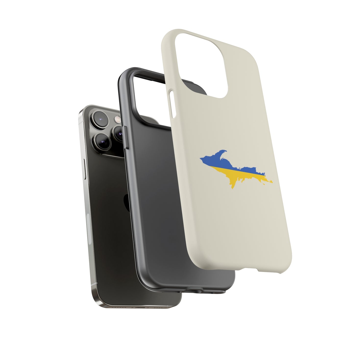 Michigan Upper Peninsula Tough Phone Case (Ivory Color w/ UP Ukraine Flag Outline) | Apple iPhone