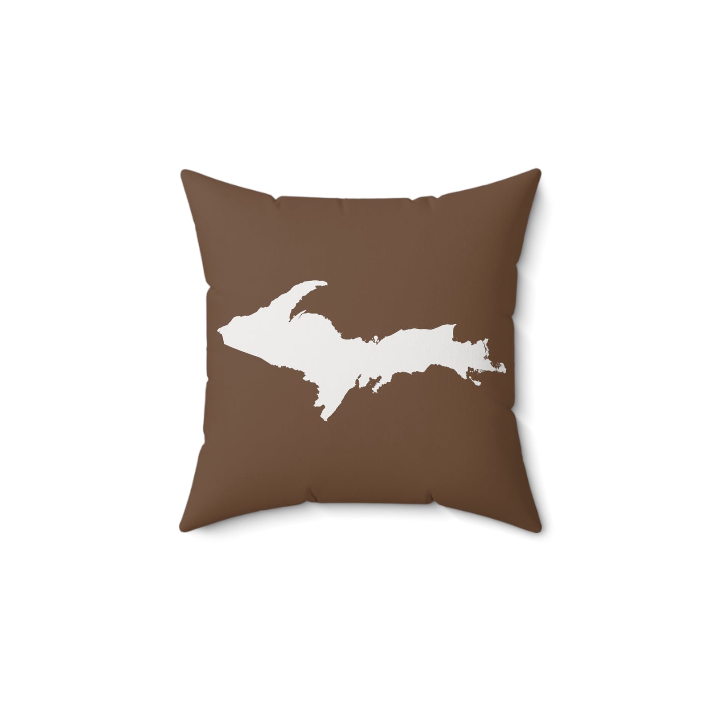 Michigan Upper Peninsula Accent Pillow (w/ UP Outline) | Coffee Color