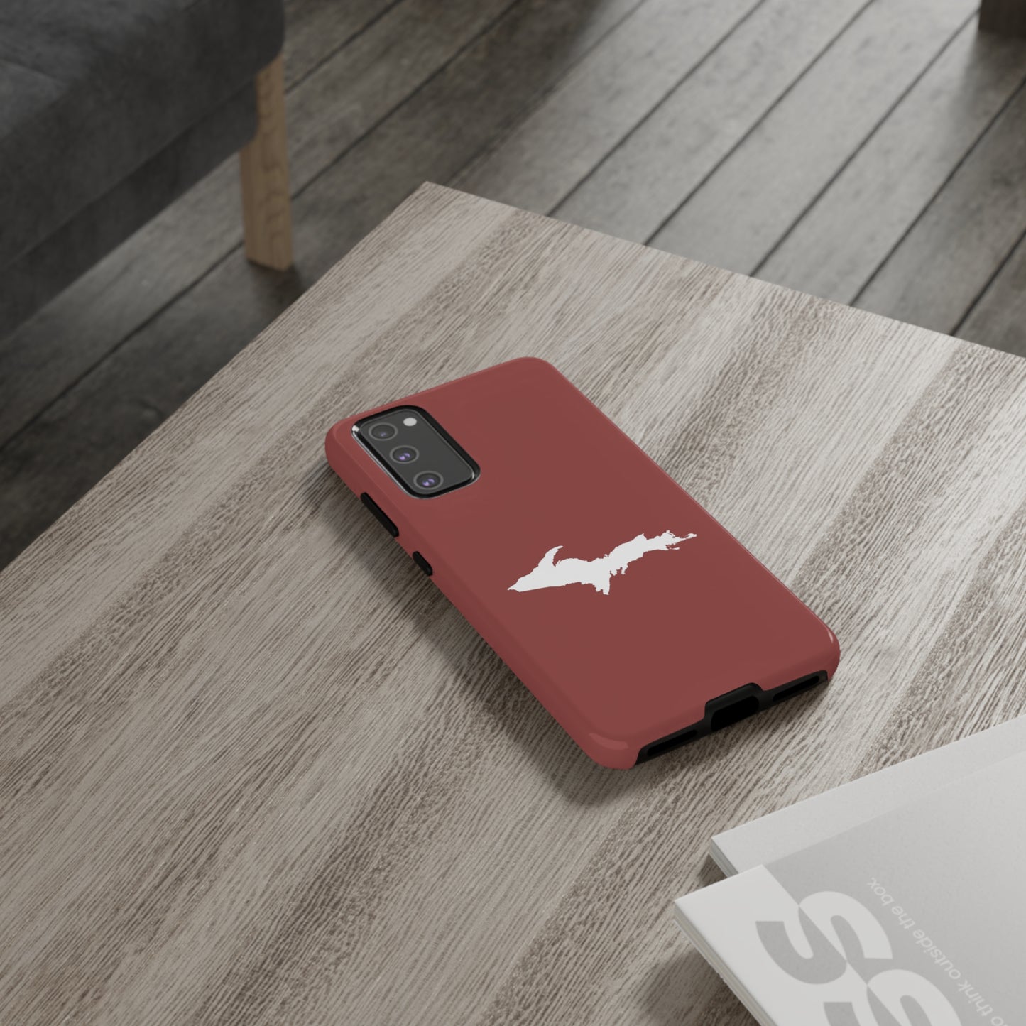 Michigan Upper Peninsula Tough Phone Case (Ore Dock Red w/ UP Outline) | Samsung & Pixel Android