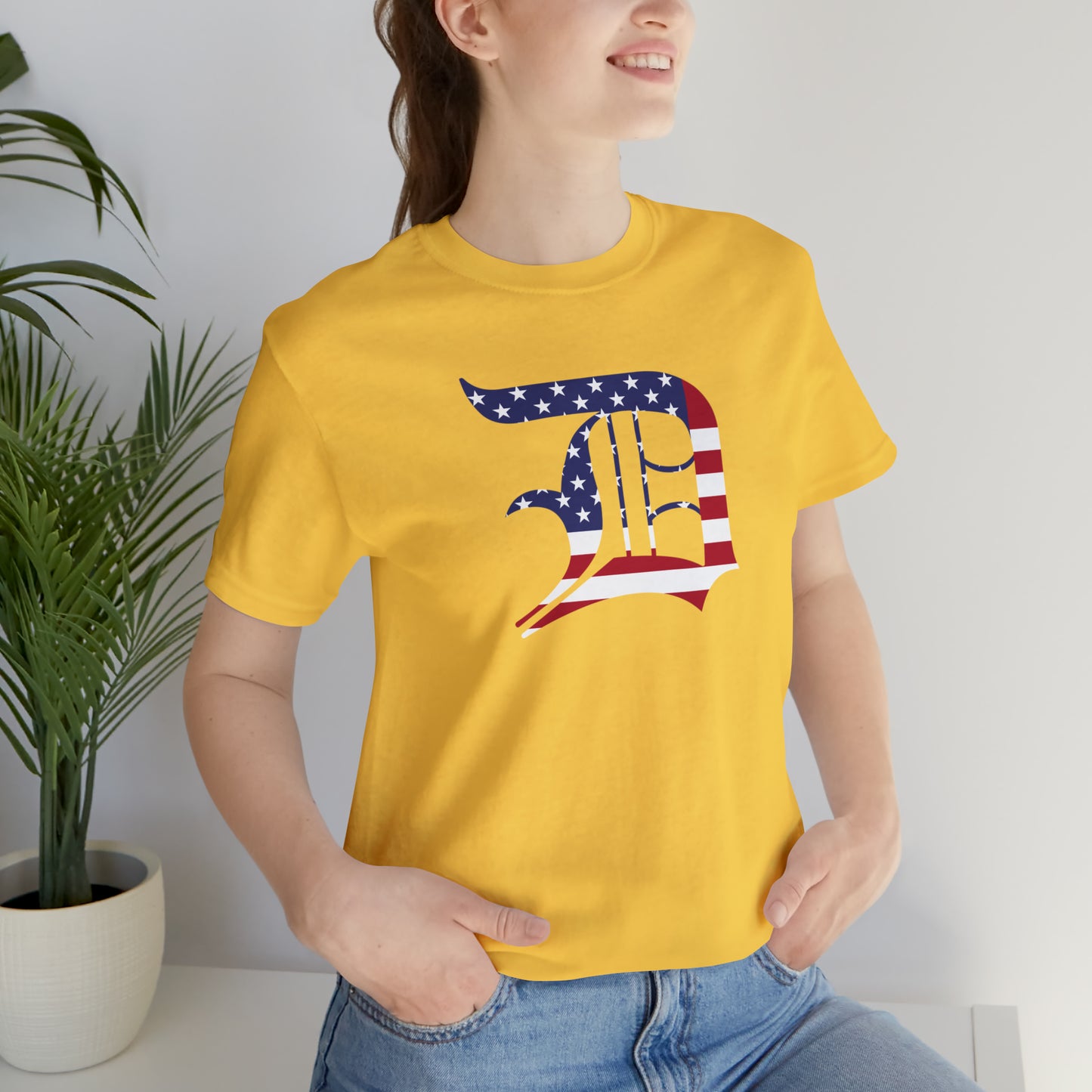 Detroit 'Old English D' T-Shirt (Patriotic Edition) | Unisex Standard