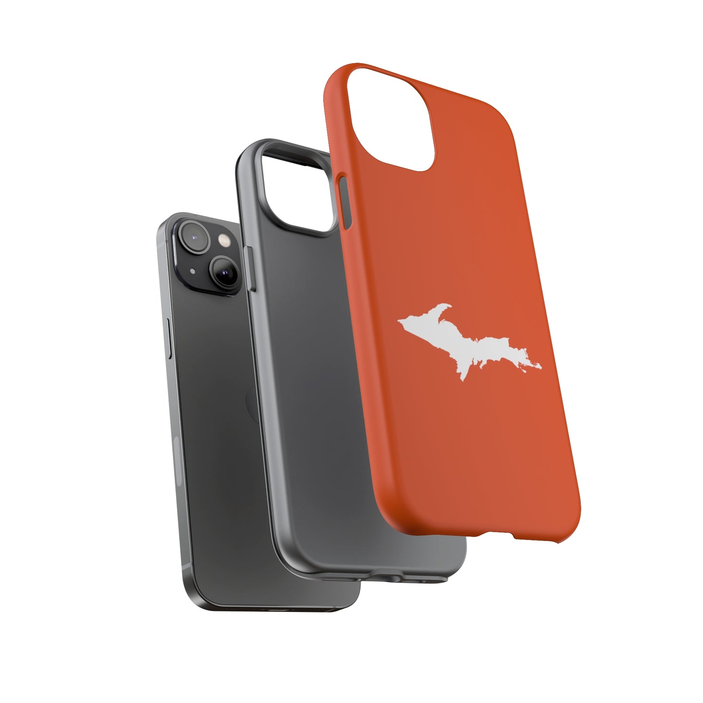 Michigan Upper Peninsula Tough Phone Case (Maple Leaf Orange w/ UP Outline) | Apple iPhone