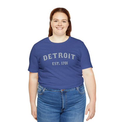 Detroit EST. 1701' T-Shirt (Silver Ballpark Font) | Unisex Standard