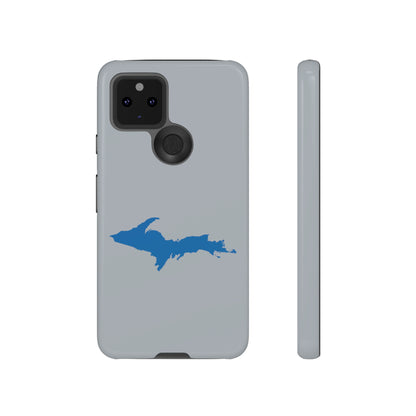 Michigan Upper Peninsula Tough Phone Case (Silver w/ Azure UP Outline) | Samsung & Pixel Android