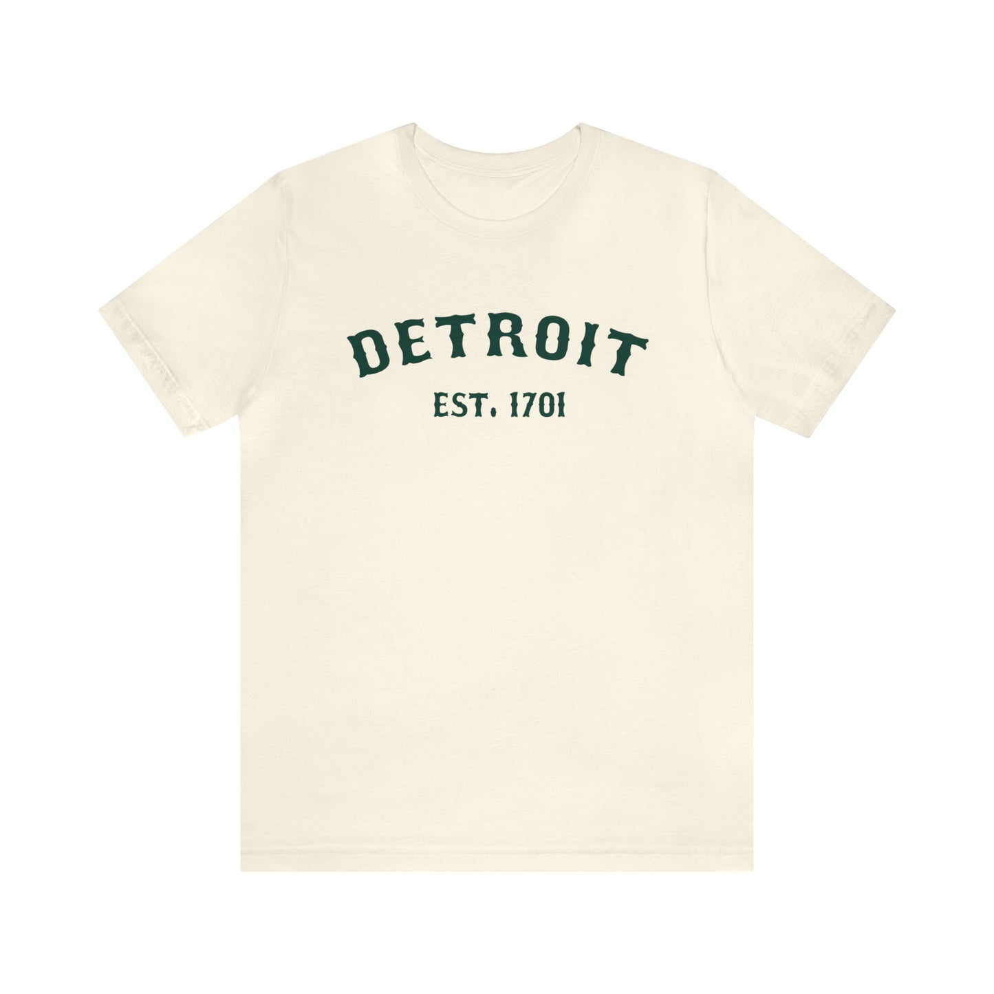 'Detroit EST. 1701' T-Shirt (Laconic Green Ballpark Font) | Unisex Standard