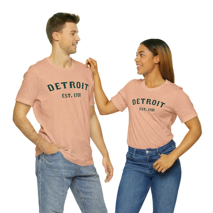 'Detroit EST. 1701' T-Shirt (Laconic Green Ballpark Font) | Unisex Standard