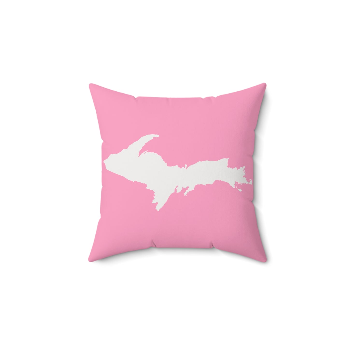 Michigan Upper Peninsula Accent Pillow (w/ UP Outline) | '67 Caddie Pink