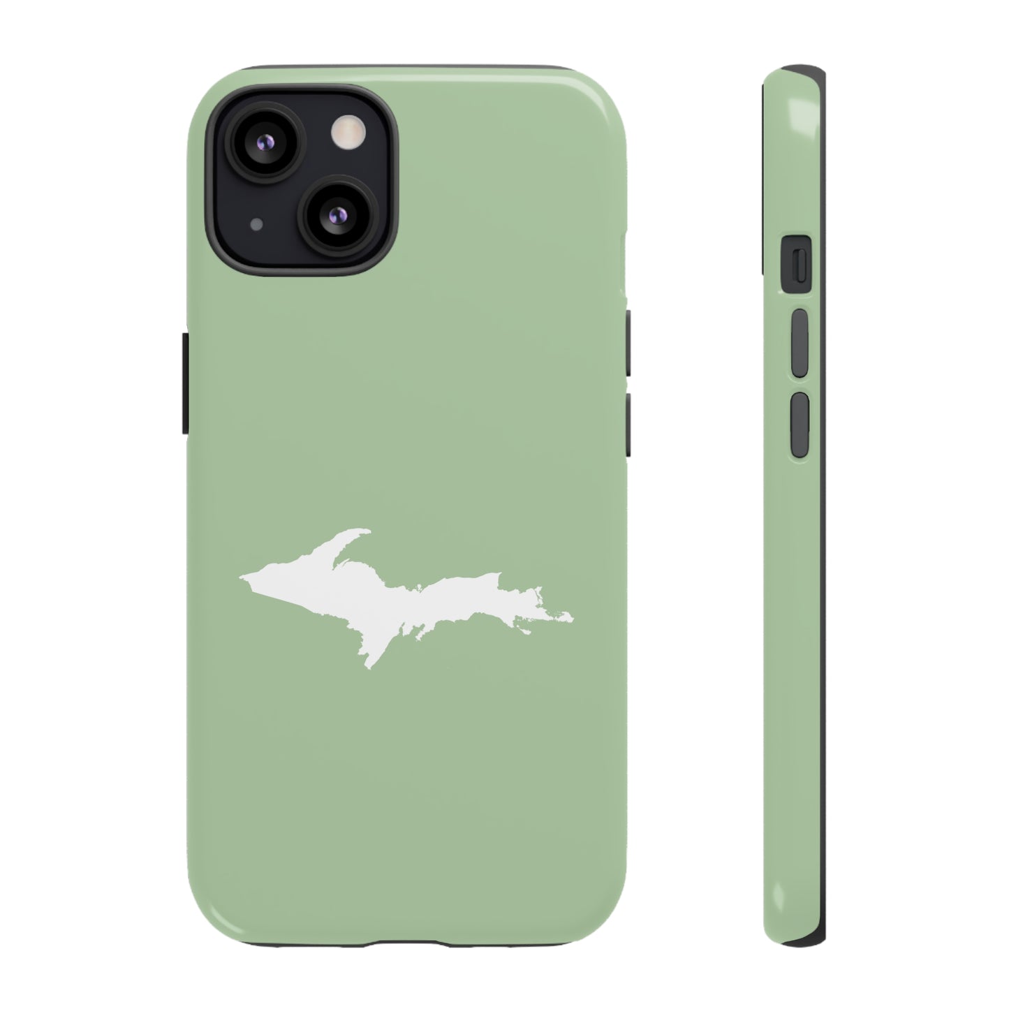 Michigan Upper Peninsula Tough Phone Case (Green Tea Color w/ UP Outline) | Apple iPhone