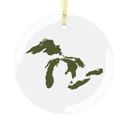 Great Lakes Christmas Ornament | Clear Glass - Army Green