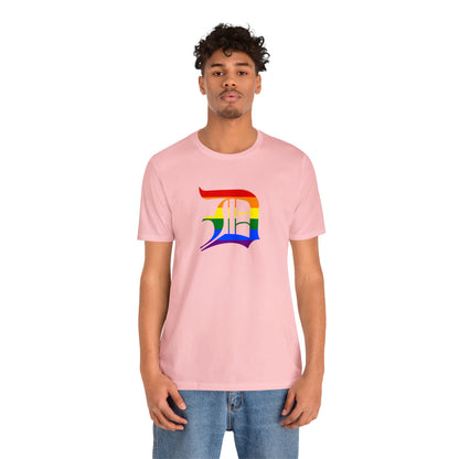 Detroit 'Old English D' T-Shirt (Rainbow Pride Edition) | Unisex Standard