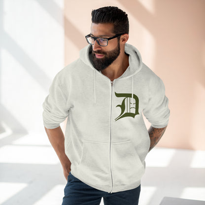 Detroit 'Old English D' Hoodie (Army Green) | Unisex Full Zip