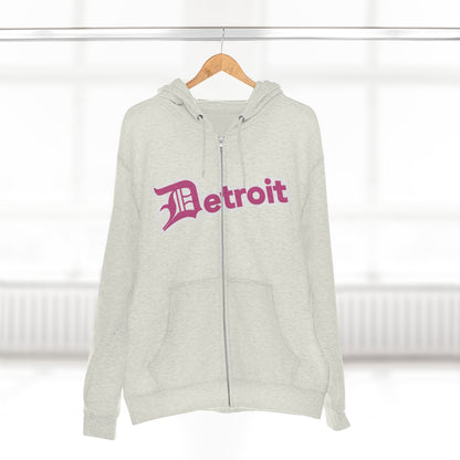 'Detroit' Hoodie (Apple Blossom Pink w/ Old English 'D') | Unisex Full Zip