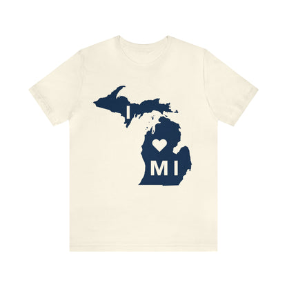 'I ❤️ MI' T-Shirt (w/ Full MI Outline) | Unisex Standard Fit