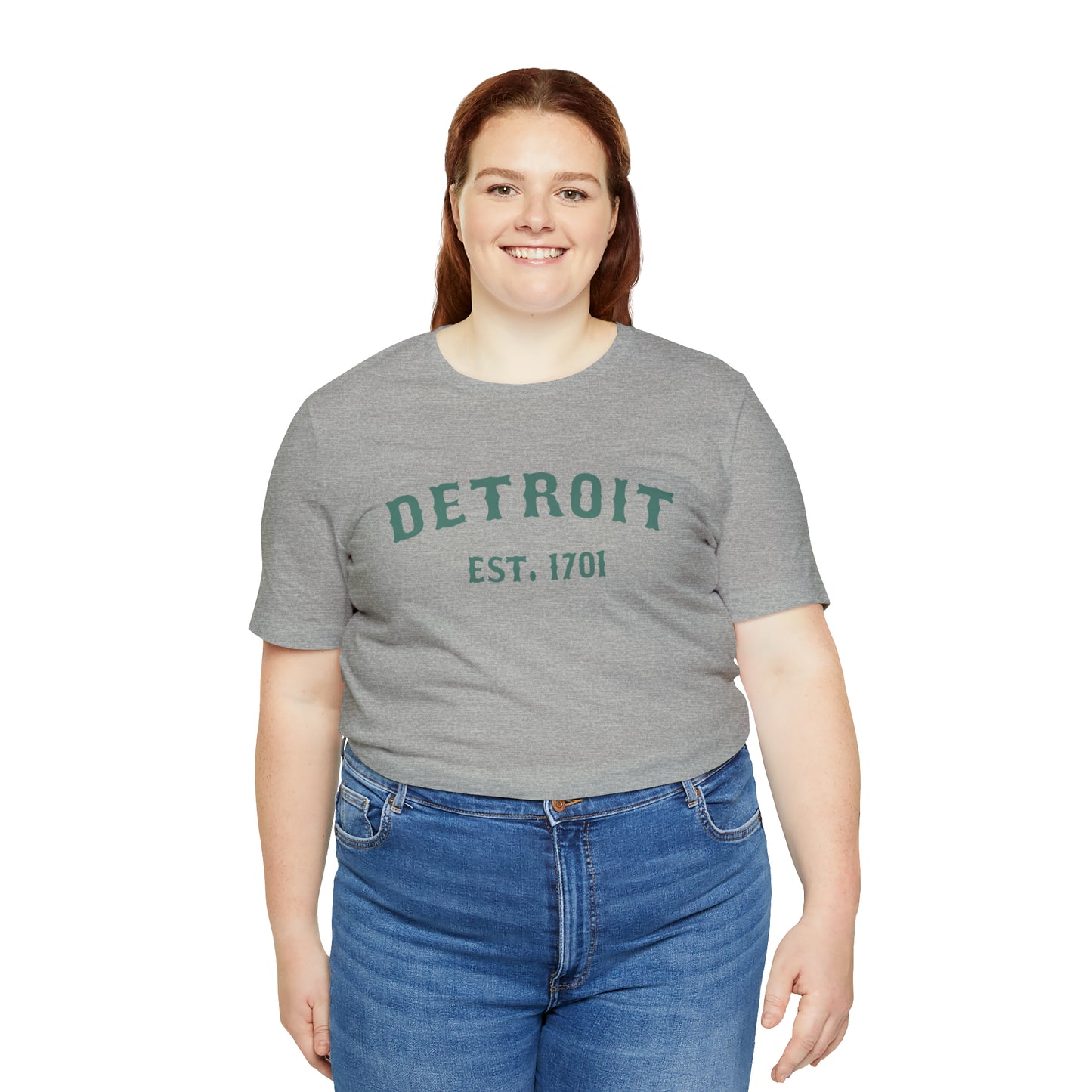 'Detroit EST. 1701' T-Shirt (Copper Green Ballpark Font) | Unisex Standard