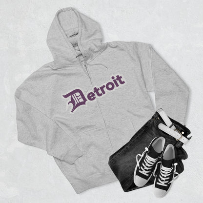 'Detroit' Hoodie (Plum w/ Old English 'D') | Unisex Full Zip