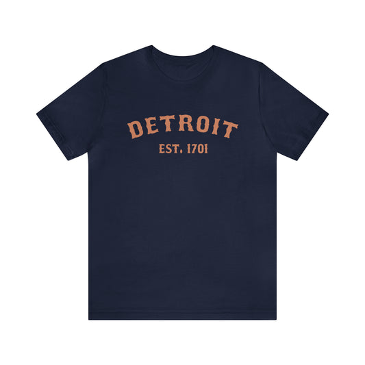 'Detroit EST. 1701' T-Shirt (Copper Ballpark Font) | Unisex Standard