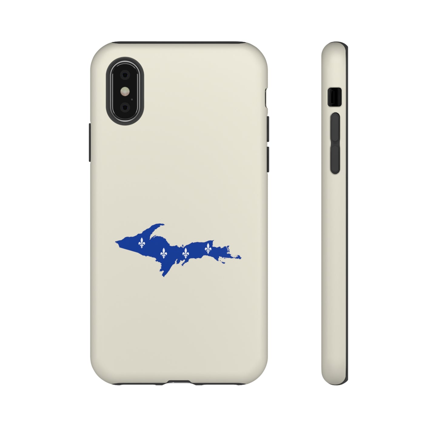 Michigan Upper Peninsula Tough Phone Case (Ivory White w/ UP Quebec Flag Outline) | Apple iPhone