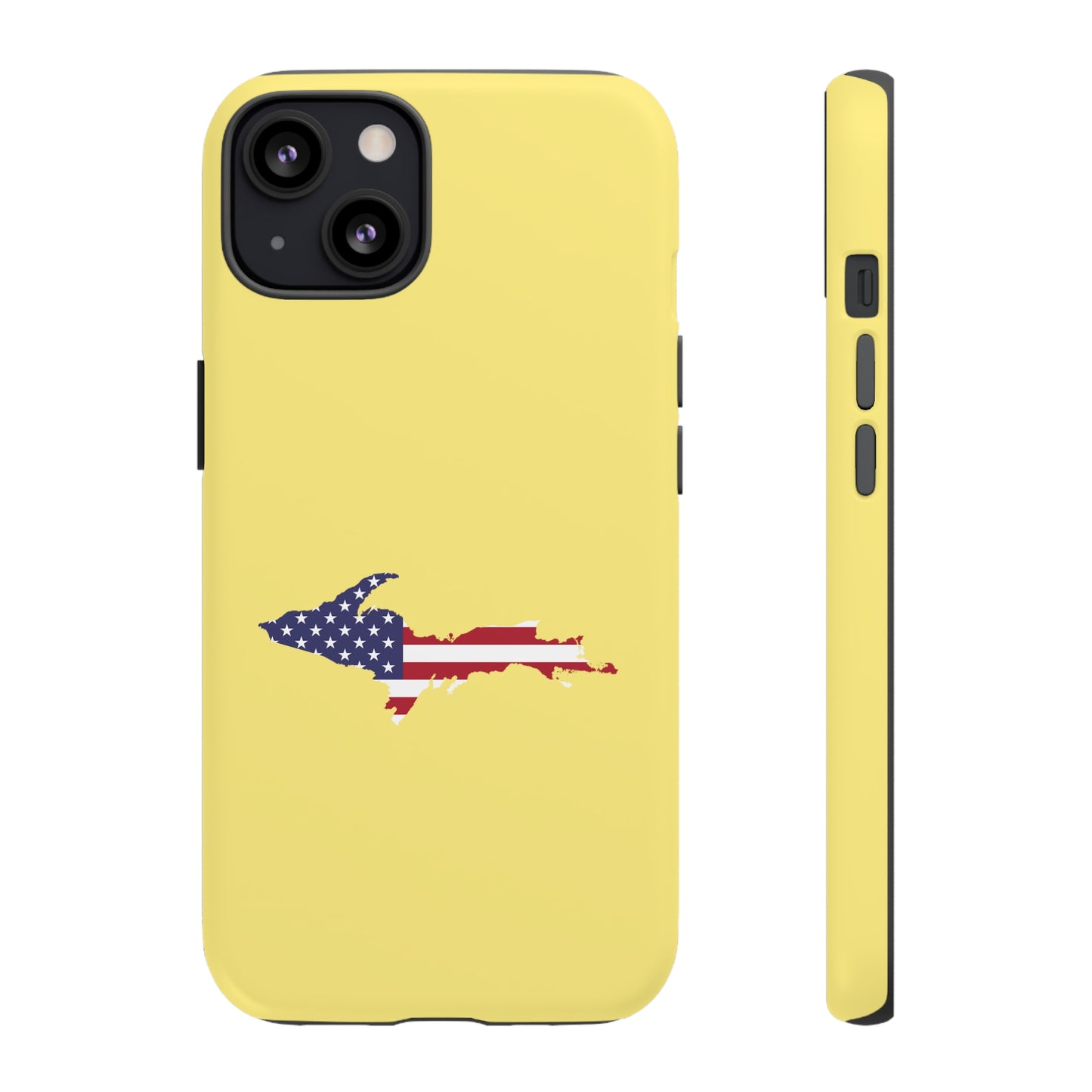 Michigan Upper Peninsula Tough Phone Case (Yellow Cherry Color w/ UP USA Outline) | Apple iPhone