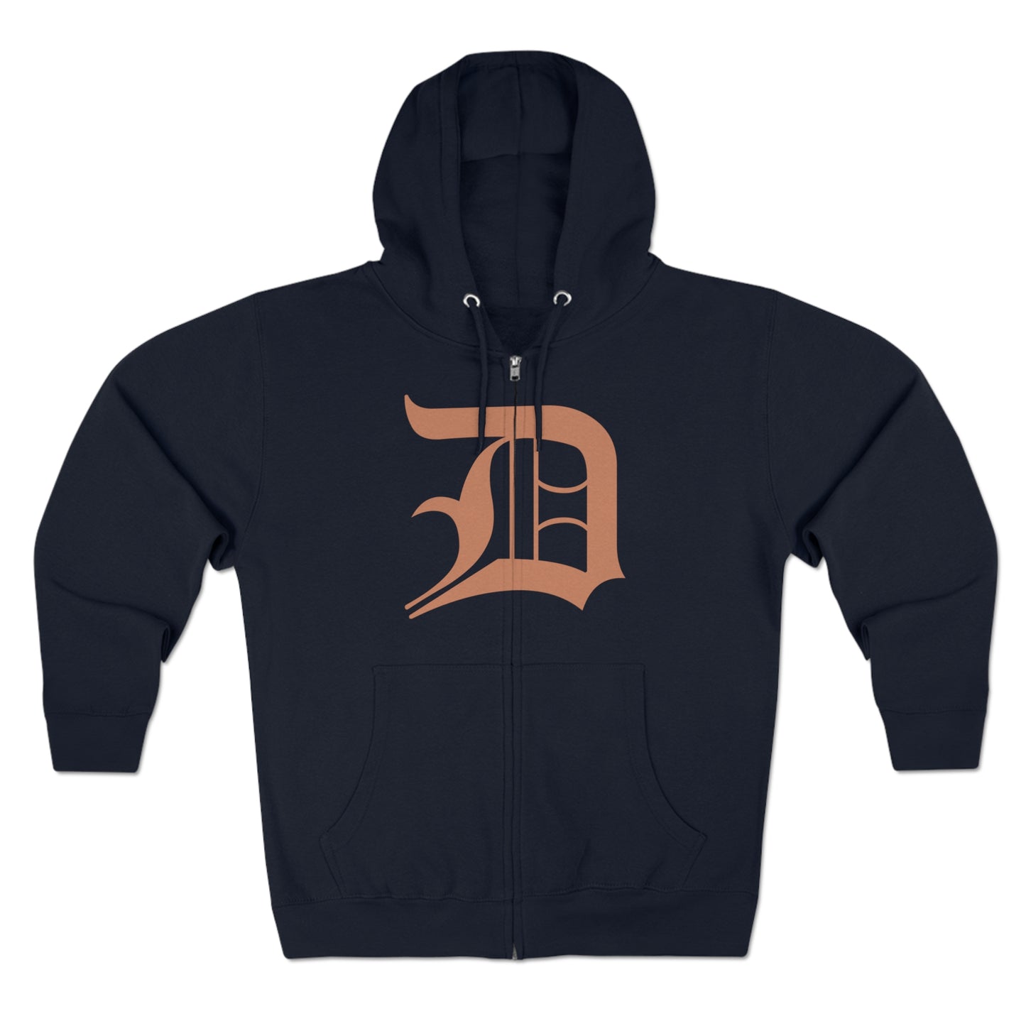 Detroit 'Old English D' Hoodie (Full-Body Copper Color) | Unisex Full Zip