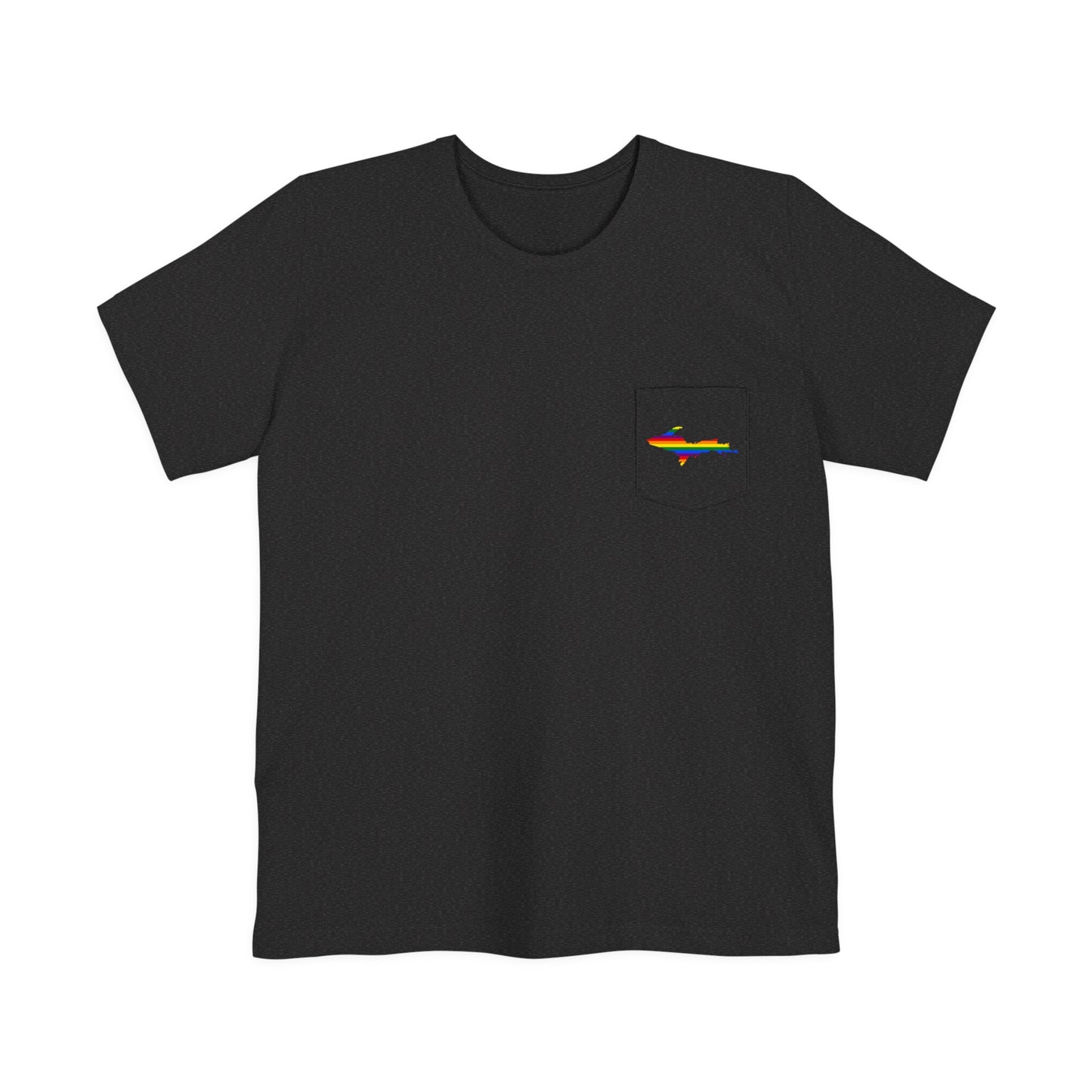 Michigan Upper Peninsula Pocket T-Shirt (w/ UP Rainbow Pride Flag) | Unisex Standard