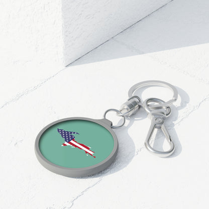 Michigan Upper Peninsula Keyring (w/ UP USA Flag) | Metallic Mint Green