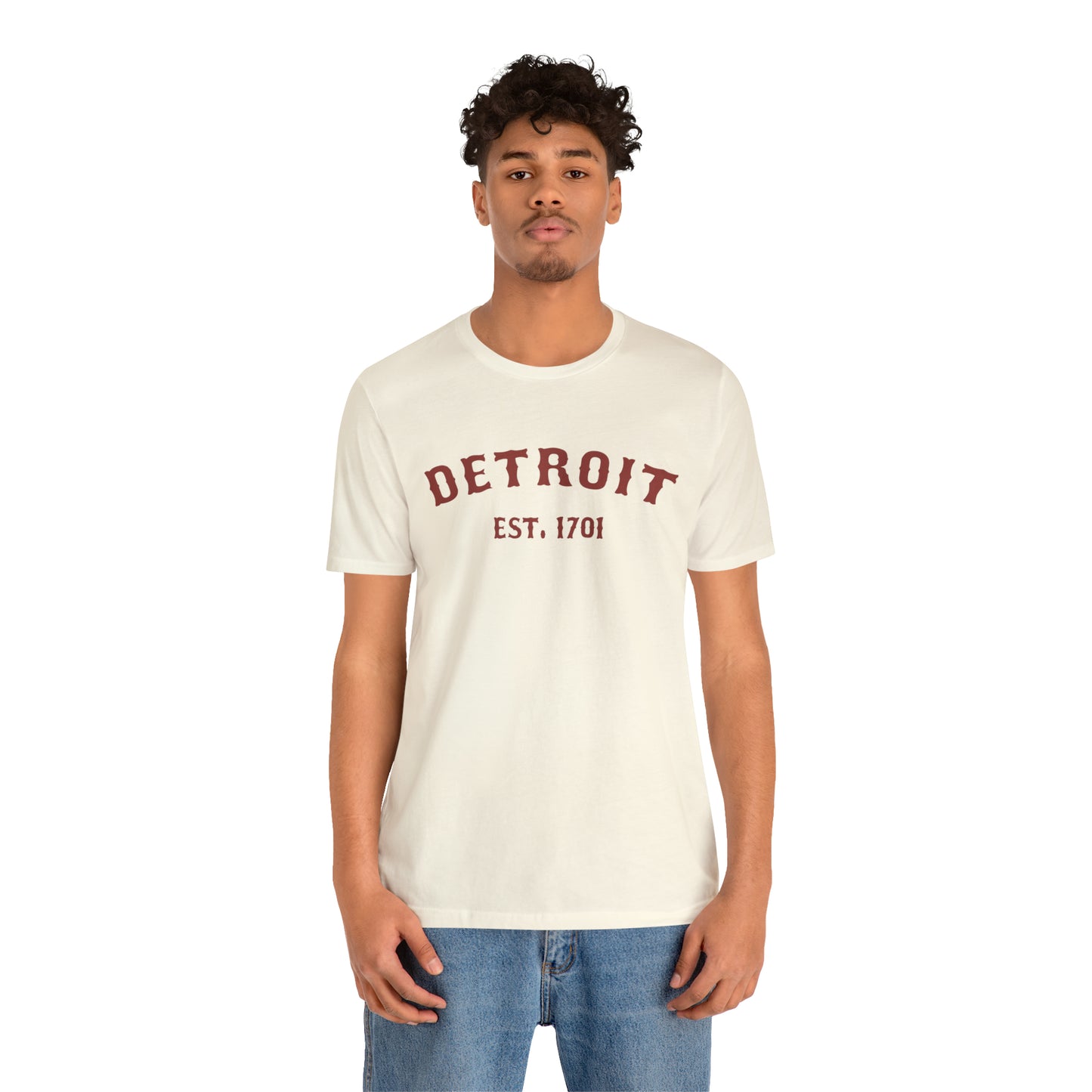 Detroit EST. 1701' T-Shirt (Ore Dock Red Ballpark Font) | Unisex Standard