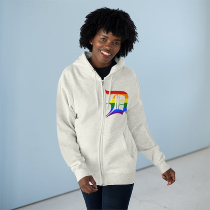 Detroit 'Old English D' Hoodie (Rainbow Pride Edition) | Unisex Full Zip