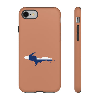 Michigan Upper Peninsula Tough Phone Case (Copper Color w/ UP Finland Flag Outline) | Apple iPhone