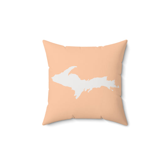 Michigan Upper Peninsula Accent Pillow (w/ UP Outline) | Peach