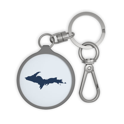 Michigan Upper Peninsula Keyring (w/ Navy UP Outline) | Gossy White