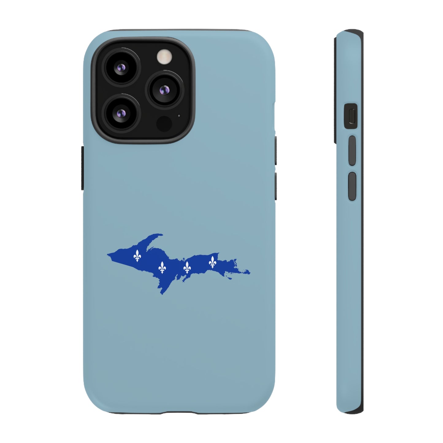 Michigan Upper Peninsula Tough Phone Case (Opal Blue w/ UP Quebec Flag Outline) | Apple iPhone