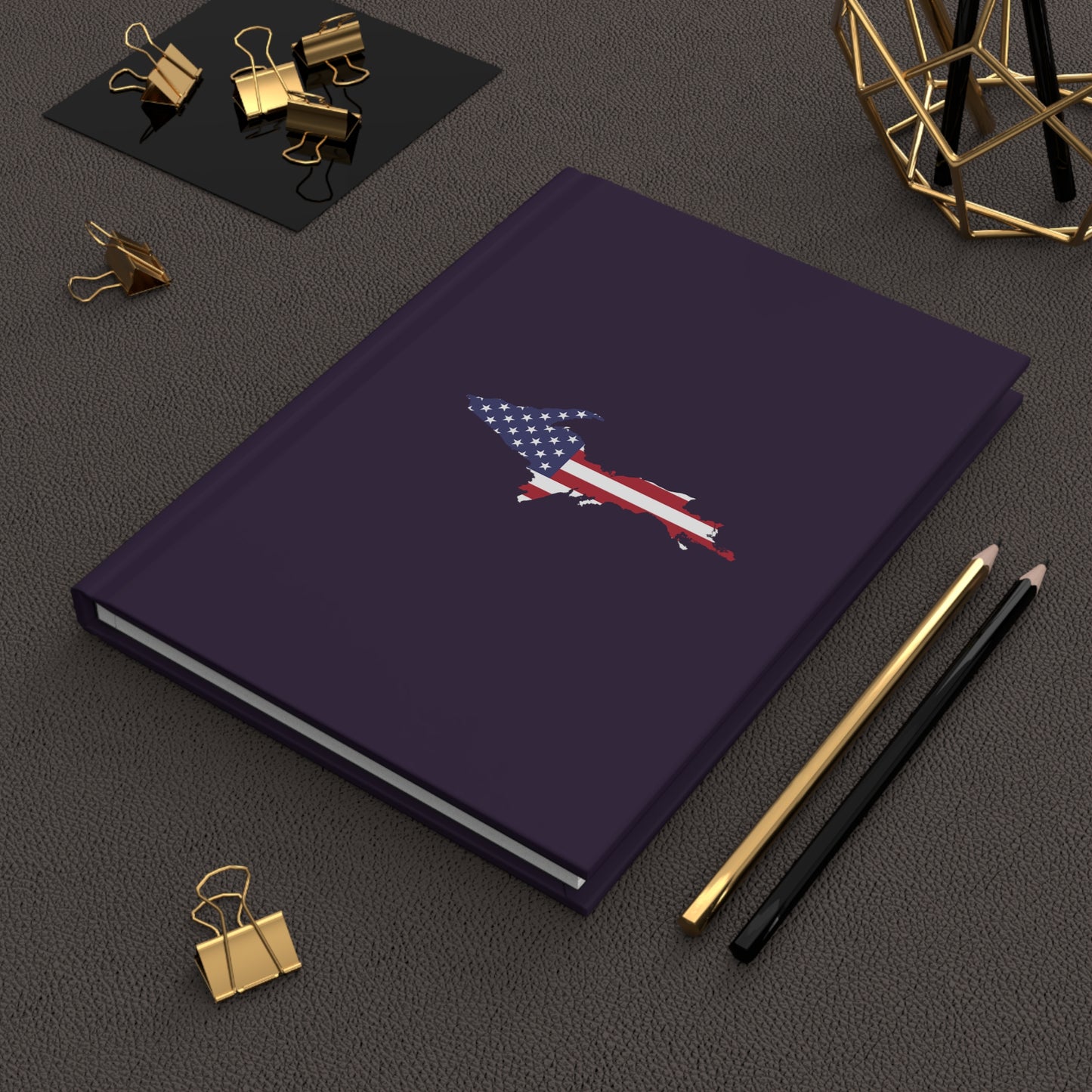 Michigan Upper Peninsula Hardcover Journal (w/ UP USA Flag) | Ruled - Blackcurrant