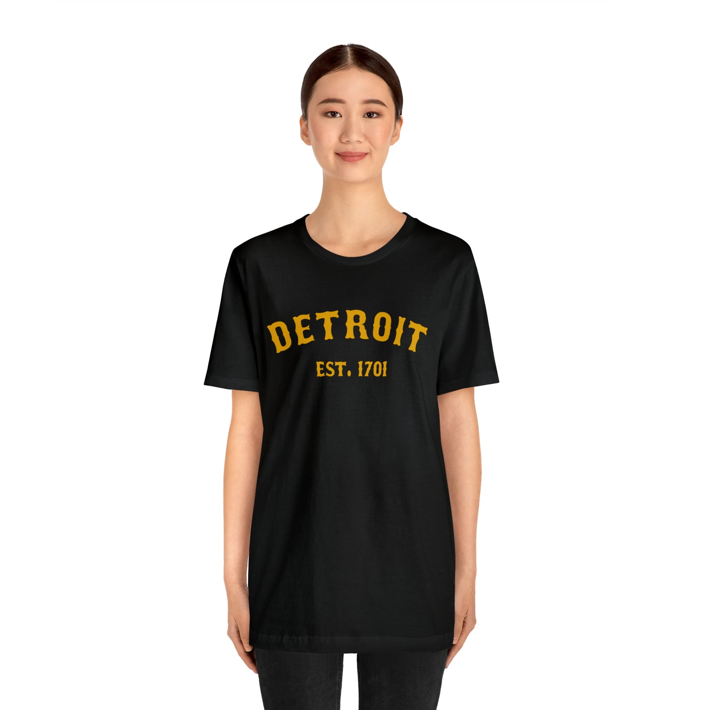 'Detroit EST. 1701' T-Shirt (Gold Ballpark Font) | Unisex Standard