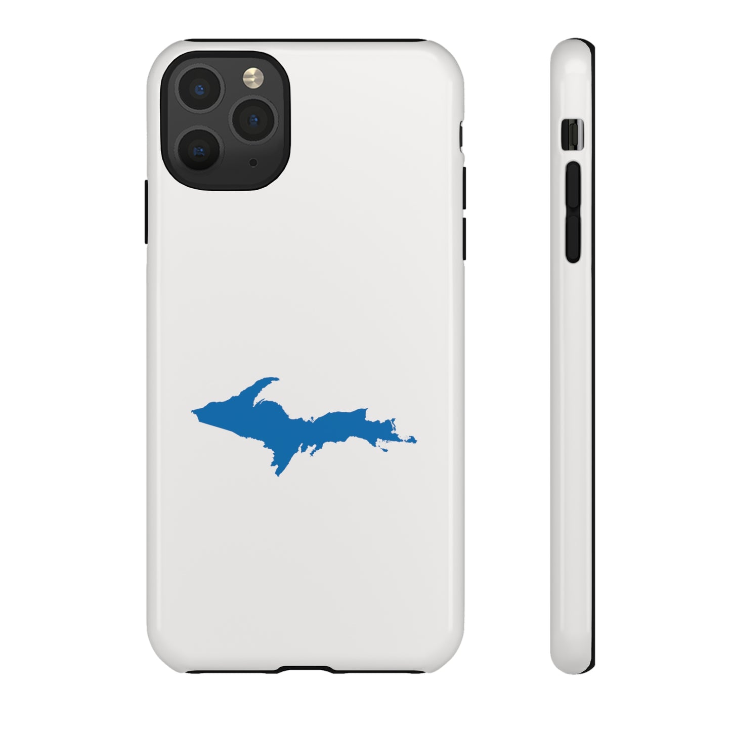 Michigan Upper Peninsula Tough Phone Case (Birch Bark White w/ Azure UP Outline) | Apple iPhone