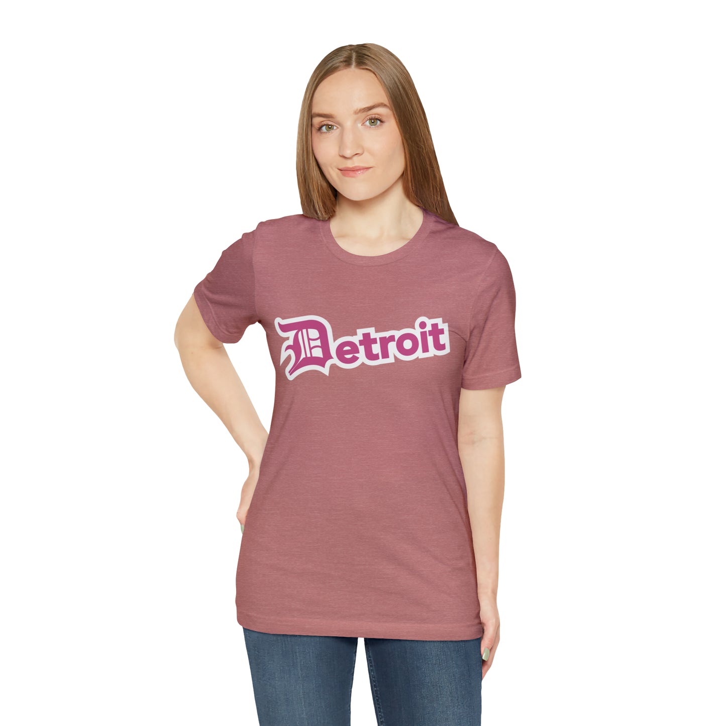 'Detroit' T-Shirt (Apple Blossom Pink w/ Old English 'D') | Unisex Standard