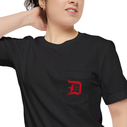 Detroit 'Old English D' Pocket T-Shirt (Aliform Red) | Unisex Standard