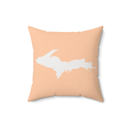 Michigan Upper Peninsula Accent Pillow (w/ UP Outline) | Peach