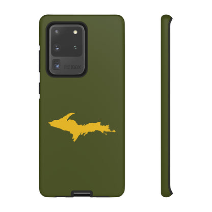 Michigan Upper Peninsula Tough Phone Case (Army Green w/ Gold UP Outline) | Samsung & Pixel Android