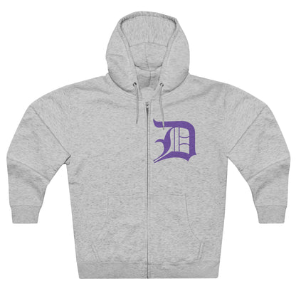 Detroit 'Old English D' Hoodie (Lake Iris) | Unisex Full Zip