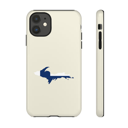 Michigan Upper Peninsula Tough Phone Case (Ivory Color w/ UP Finland Flag Outline) | Apple iPhone